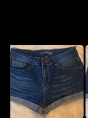 Women's Classic Blue Denim Roll Cuff Jean Shorts